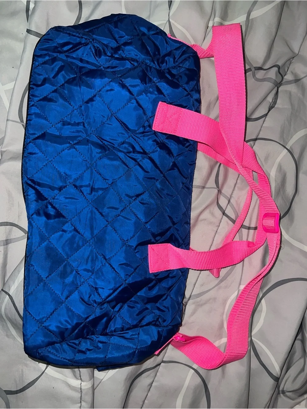 Justice Quilted Duffle Bag in Blue and Hot Pink
